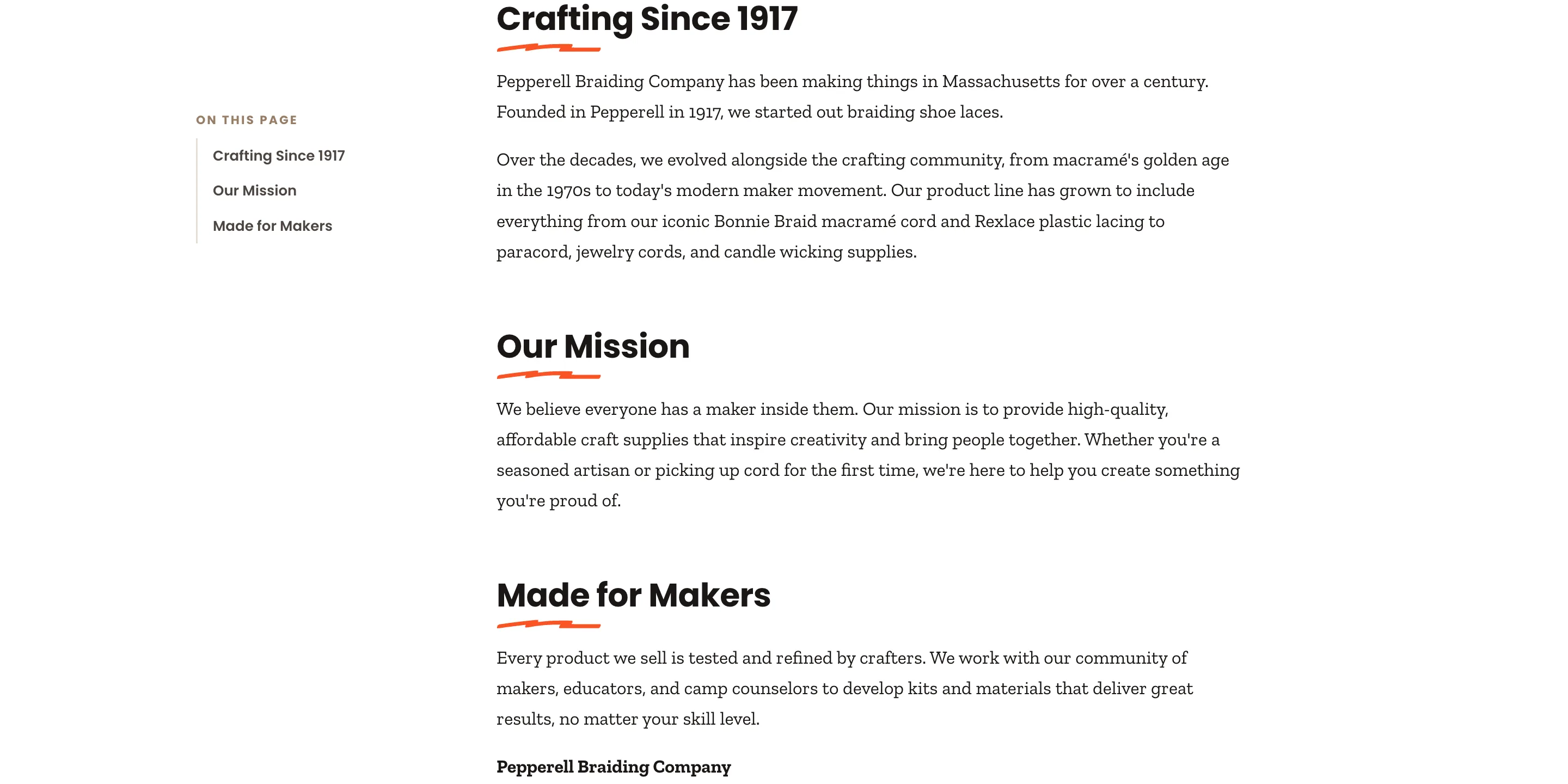 Preview storefront About page story