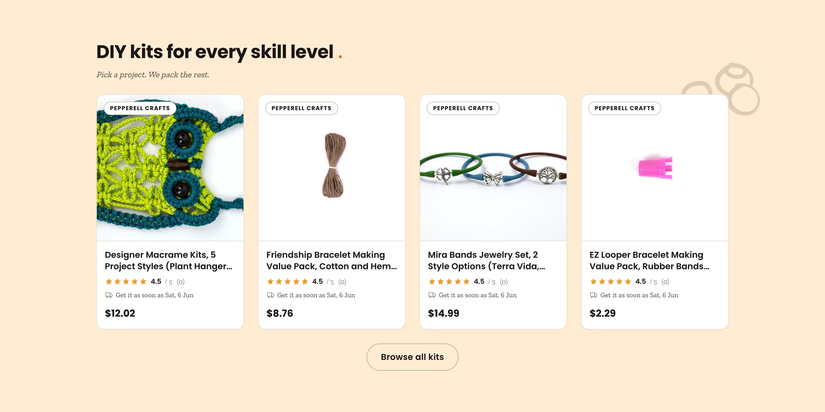 Preview storefront DIY kits section
