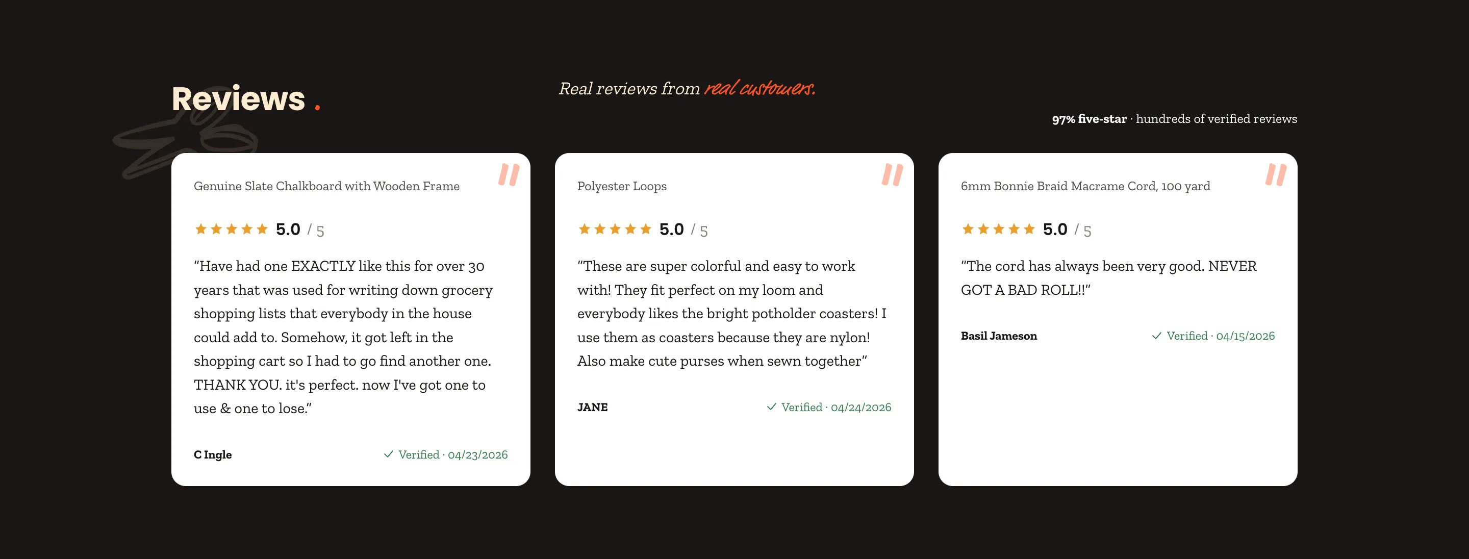 Preview storefront testimonials section